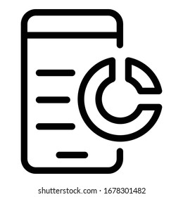 Smartphone pie chart icon. Outline smartphone pie chart vector icon for web design isolated on white background
