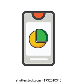 smartphone con ilustración de diagrama circular. ilustración de smartphone. icono de vector. 