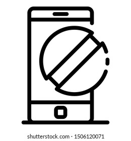 Smartphone and pill icon. Outline smartphone and pill vector icon for web design isolated on white background