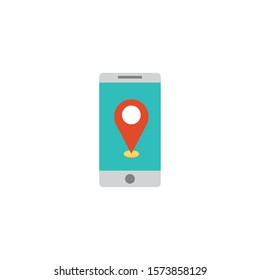 smartphone with pin location flat style icon vector illustration design
