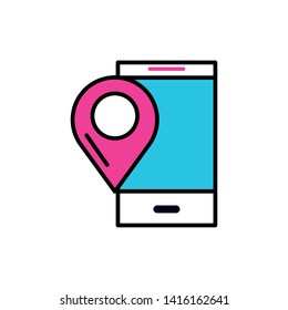 smartphone with pin location vector ilustration