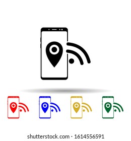 Smartphone, pin, wifi multi color style icon. Simple glyph, flat vector of mobile concept icons for ui and ux, website or mobile application