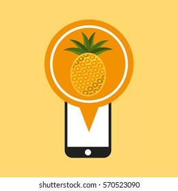 smartphone with pineapple icon vector illustration design