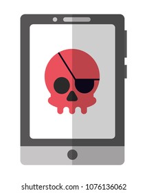 smartphone with pirate skull virus icon