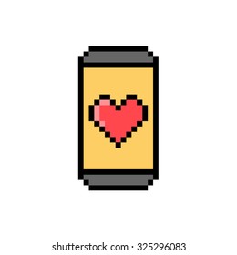 smartphone pixel art 8 bit style heart