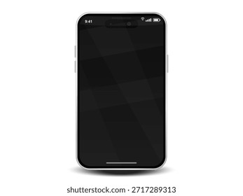 A smartphone is placed upright on a surface. The screen shows a black background with a time display of 9:41 at the top. There are no notifications or apps visible.