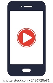 Smartphone con Ilustración vectorial plana del Botón del juego aislado en el fondo blanco.