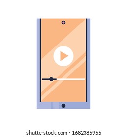 smartphone with play button on the screen vector illustration design