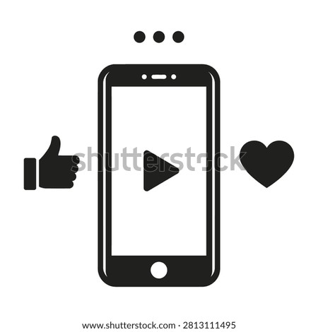 A smartphone with a play button on screen surrounded by social media icons