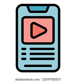 Smartphone play icon outline vector. Finance creative. Work person color flat