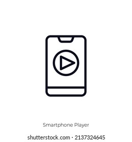 Smartphone Player icon. Outline style icon design isolated on white background