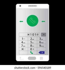 Smartphone with player on the screen. Vector flat illustration.