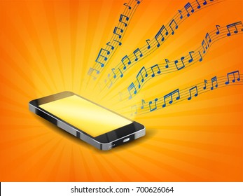 smartphone playing music with floating sample random music note not match any song