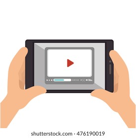 smartphone playing video multimedia play button vector illustration