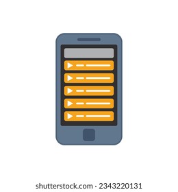 Smartphone playlist app icon flat vector. Player interface. Radio audio isolated
