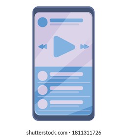 Icono de lista de reproducción de Smartphone. Caricatura del icono del vector lista de reproducción de smartphones para diseño web aislado en fondo blanco
