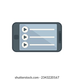 Vector plano de icono de lista de reproducción de Smartphone. Canción musical. Aplicación móvil aislada