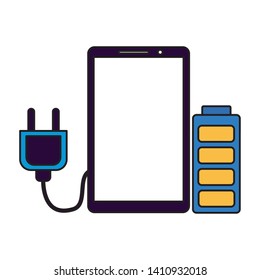 smartphone plug cable battery energy eletric vector illustration