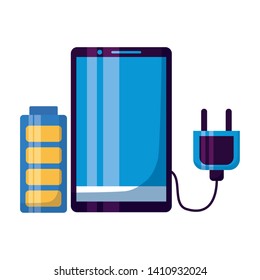 smartphone plug cable battery energy eletric vector illustration