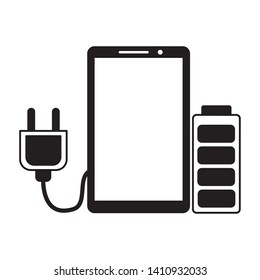 smartphone plug cable battery energy eletric vector illustration