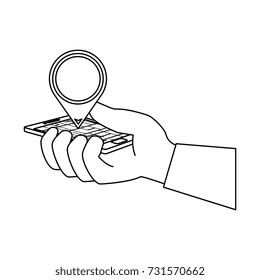 smartphone with pointer location isolated icon