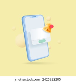 smartphone with pop up notification bell alert