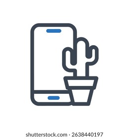 smartphone with potted cactus icon
