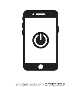 Vector de glifo sólido del símbolo del Botón de energía del smartphone para el interruptor del dispositivo móvil apagado y el Reiniciar de inicio del sistema de control de energía