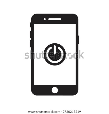 Smartphone power button icon symbol solid glyph vector for mobile device switch on off and energy control system start restart
