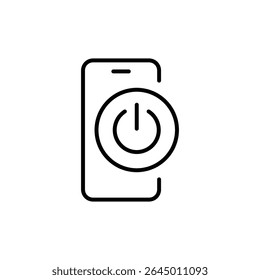 Smartphone Power Button Icon Vector, Minimal Line Style for Digital Detox, Mobile Screen Off, Tech Break, Phone Shutdown, Isolated Icon Design