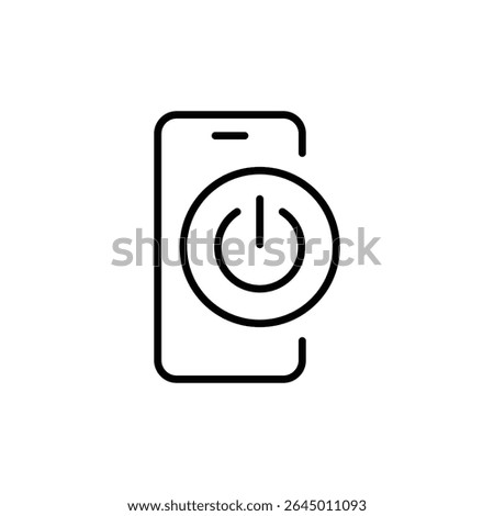Smartphone Power Button Icon Vector, Minimal Line Style for Digital Detox, Mobile Screen Off, Tech Break, Phone Shutdown, Isolated Icon Design