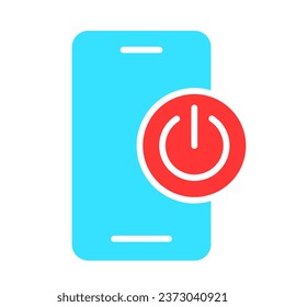 Smartphone with power button line icon. Gadget, multimedia, touchscreen, call, communication, applications, Internet. Vector color icon on white background for business and advertising.