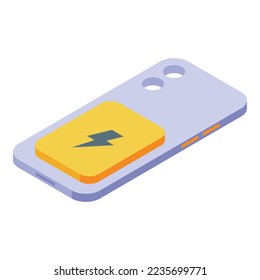 Smartphone powerbank case icon isometric vector. Phone cover. Cellphone accessory