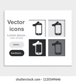 Smartphone with a present bow placed on web page template flat vector icon.