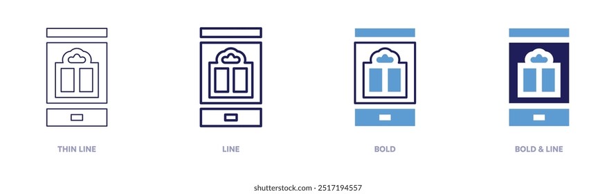 Smartphone present icon in 4 different styles. Thin Line, Line, Bold, and Bold Line. Duotone style. Editable stroke.