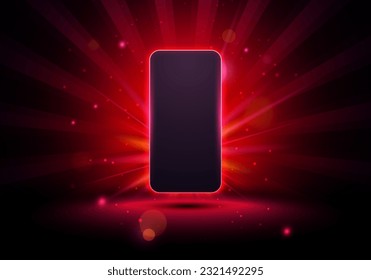 Smartphone Presentation Mock Up On Stage With Red Glow In The Background