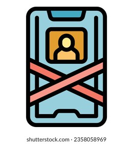 Smartphone privacy icon outline vector. Deleting account. Remove web color flat