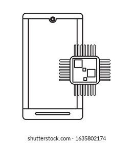 smartphone with processor devices technology vector illustration design