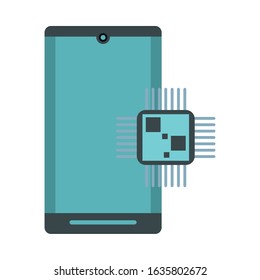 smartphone with processor devices technology vector illustration design