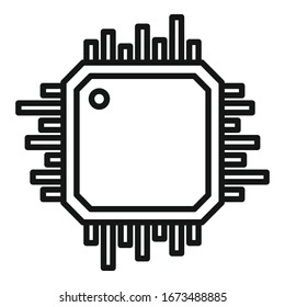 Icono de procesador de smartphone. Contorno icono vectorial del procesador de smartphones para diseño web aislado en fondo blanco