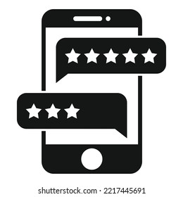 Smartphone product evaluation icon simple vector. Online review. Customer star