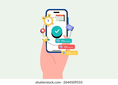 Aplicativo de Produtividade Smartphone com Lista de Verificação e Barra de Progresso
