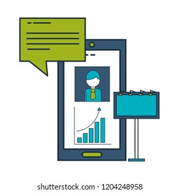 smartphone profile statistics speech bubble business