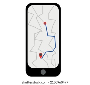 Smartphone. Program for gps navigator on smartphone. Classic smartphone. Template for interface, design, infographic or presentation. vector..eps