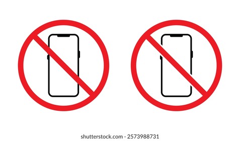 Smartphone with prohibition sign icon. Phone forbidden area symbol. No cellphone zone vector