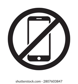 Smartphone prohibition symbol black vector illustration on white background