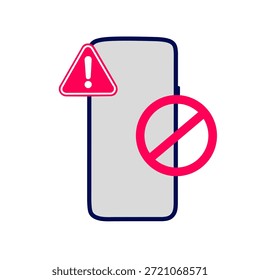 Smartphone con icono de advertencia de prohibición