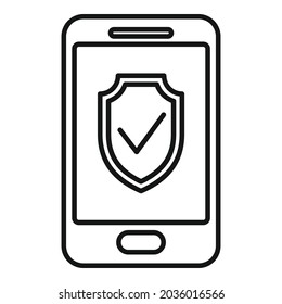 Smartphone protection icon outline vector. Online phone. Mobile payment