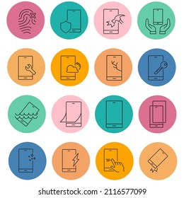Smartphone Protection icon set . Smartphone Protection pack vector elements for infographic web. with trend color