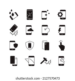 Smartphone protection icons set . Smartphone protection pack symbol vector elements for infographic web